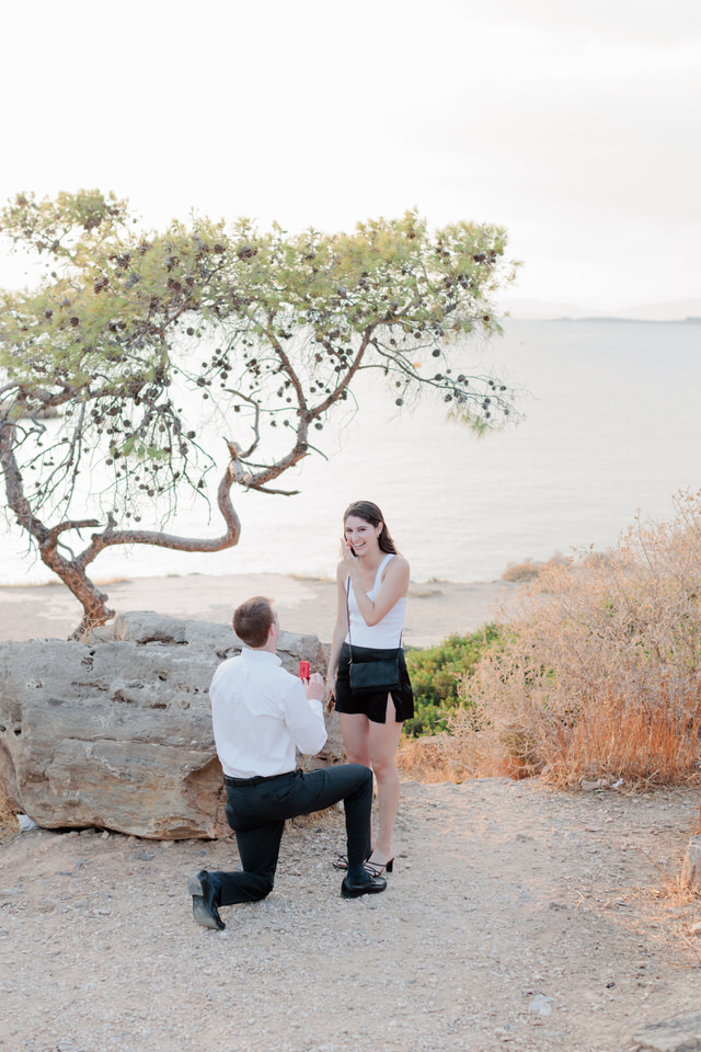 Engagement in Athenian Riviera Proposal Photo Session Greece