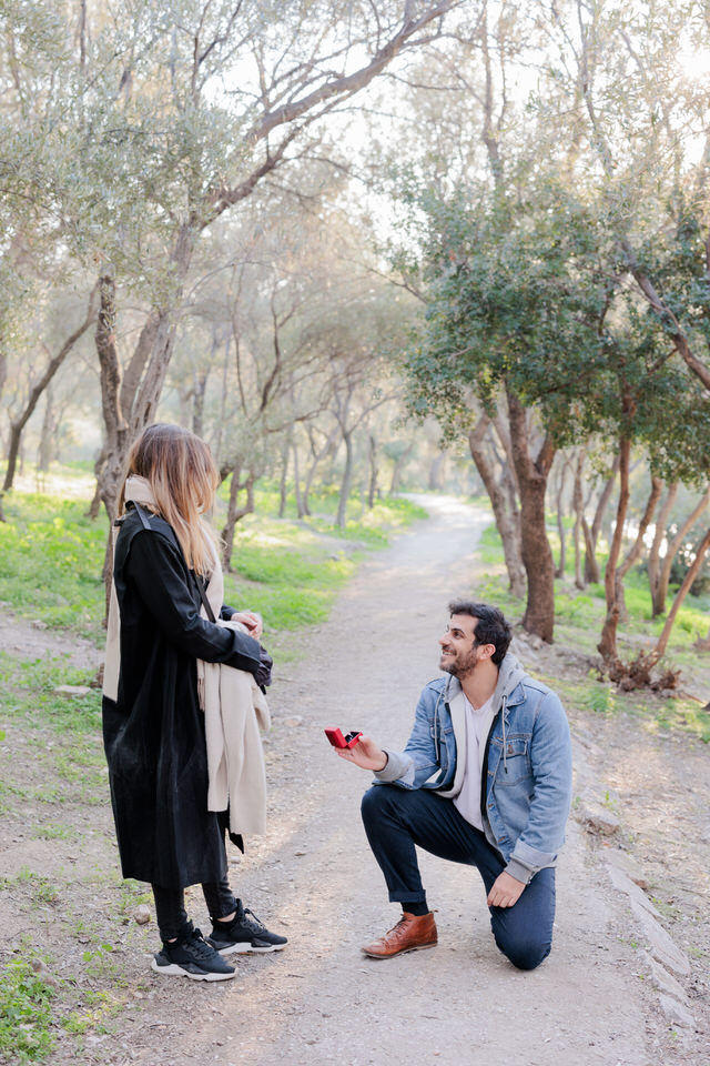 Marriage Proposal in Acropolis at the Mystical Trees of Love