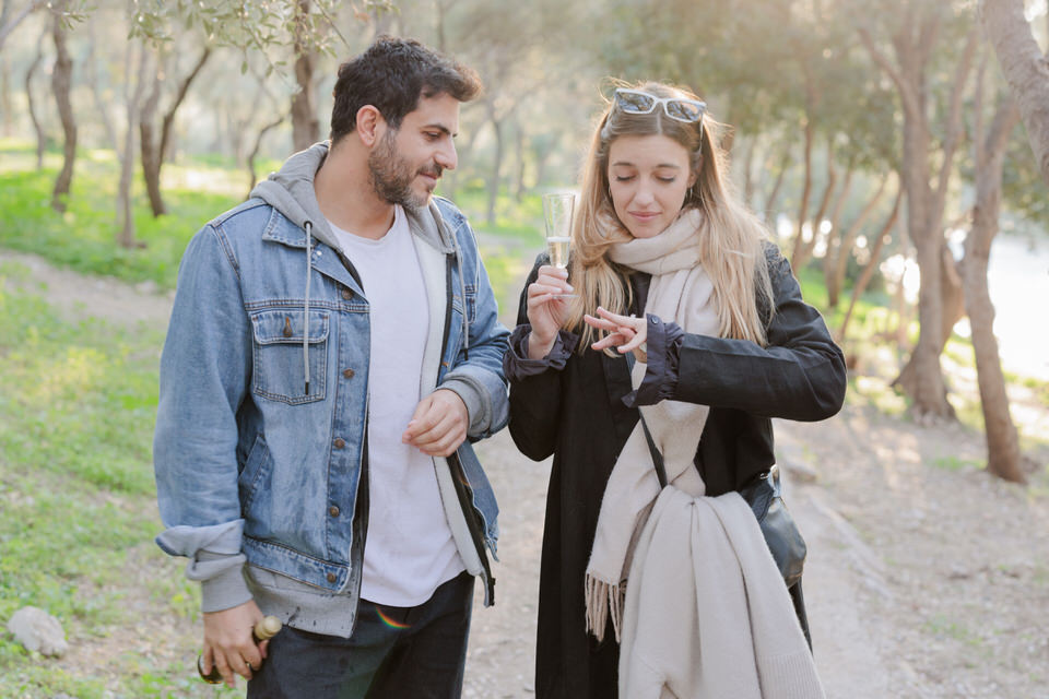 Marriage Proposal in Acropolis at the Mystical Trees of Love